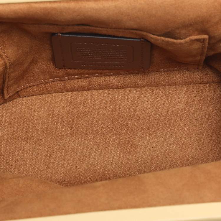 Pre Owned Coach Yellow Leather Nora Kisslock Crossbody Bag