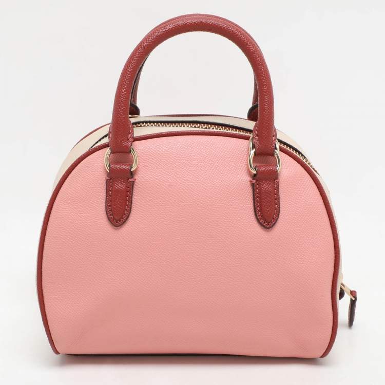 Pre Owned Coach Tri-Color Beige Leather Sydney Satchel