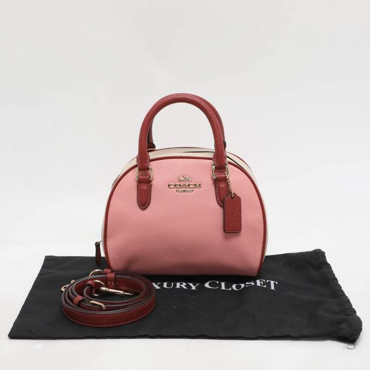 Pre Owned Coach Tri-Color Beige Leather Sydney Satchel