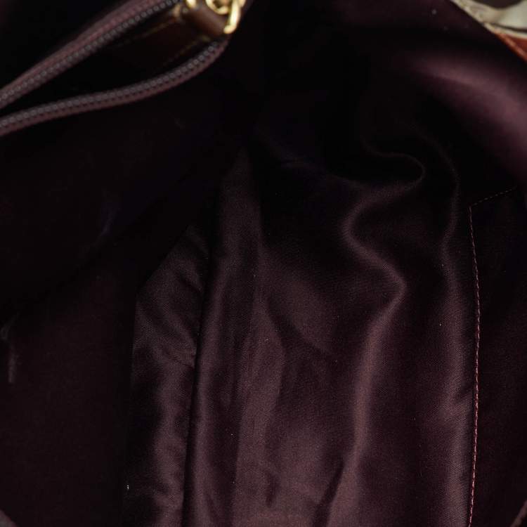 Pre Owned Coach Multicolor Ashley Logo Scarf Print Satin and Patent Leather Tote