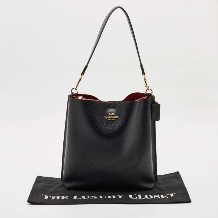 Pre Owned Coach Black Leather Mollie Bucket Bag