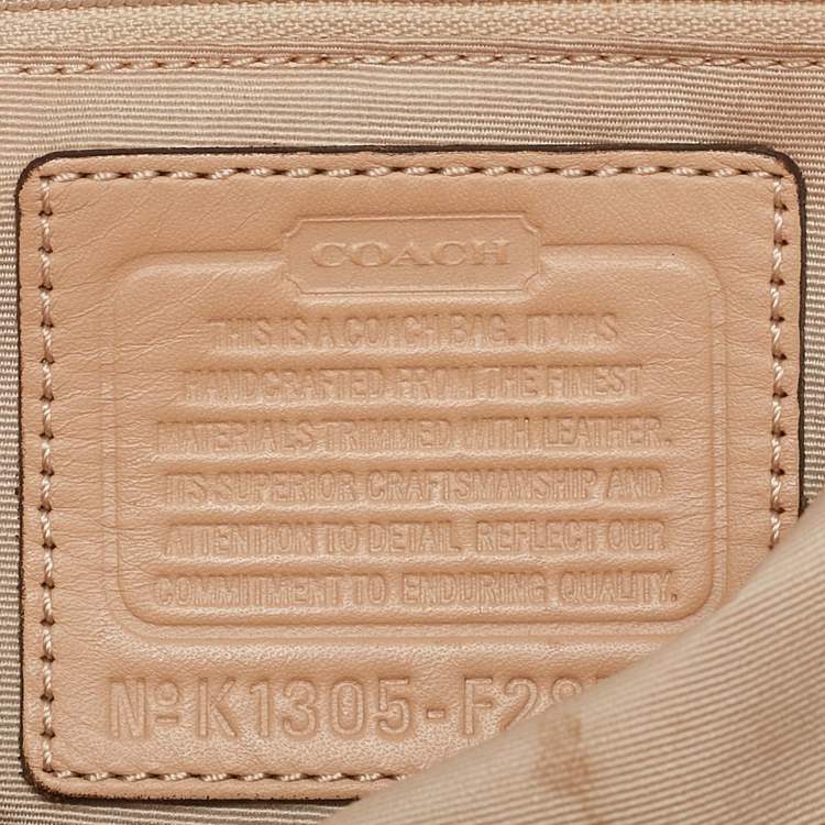 Pre Owned Coach Beige Signature Canvas and Leather Top Zip Tote 