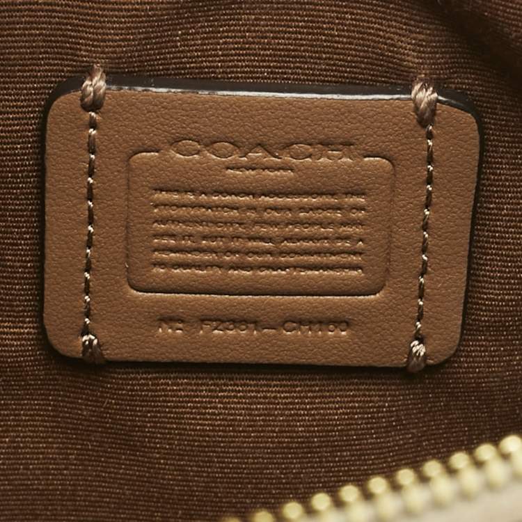 Pre Owned Coach Beige Signature Coated Canvas and Leather Mini Rowan Satchel
