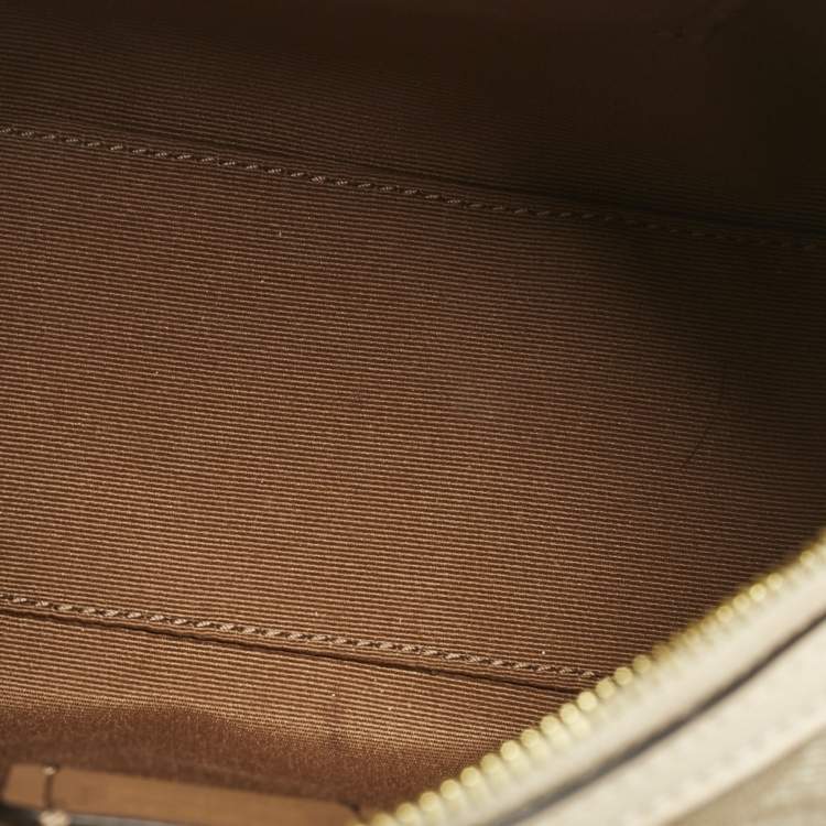 Pre Owned Coach Beige Signature Coated Canvas and Leather Mini Rowan Satchel