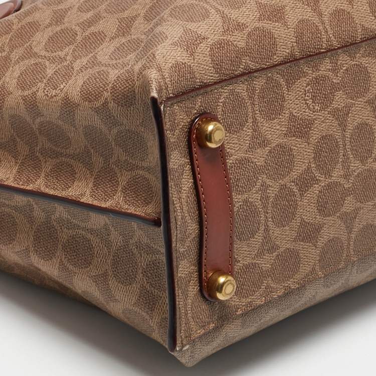 Pre Owned Coach Beige/Brown Signature Coated Canvas and Leather Willow Tote
