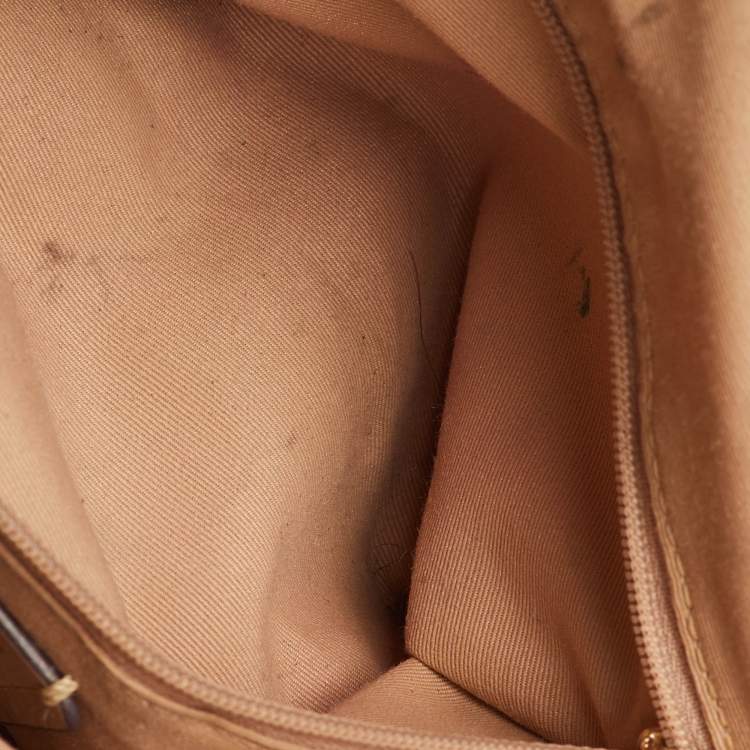 Pre Owned Coach Off White/Brown Signature Coated Canvas and Leather Rowan Boston Bag