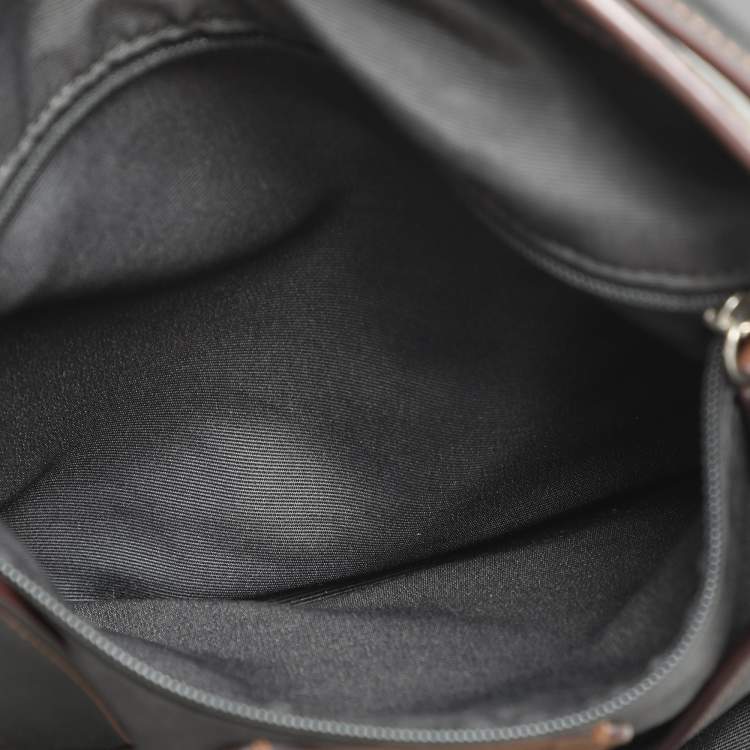 Pre Owned Coach Dark Brown/Grey Jacquard Canvas and Leather Legacy Lexy Shoulder Bag