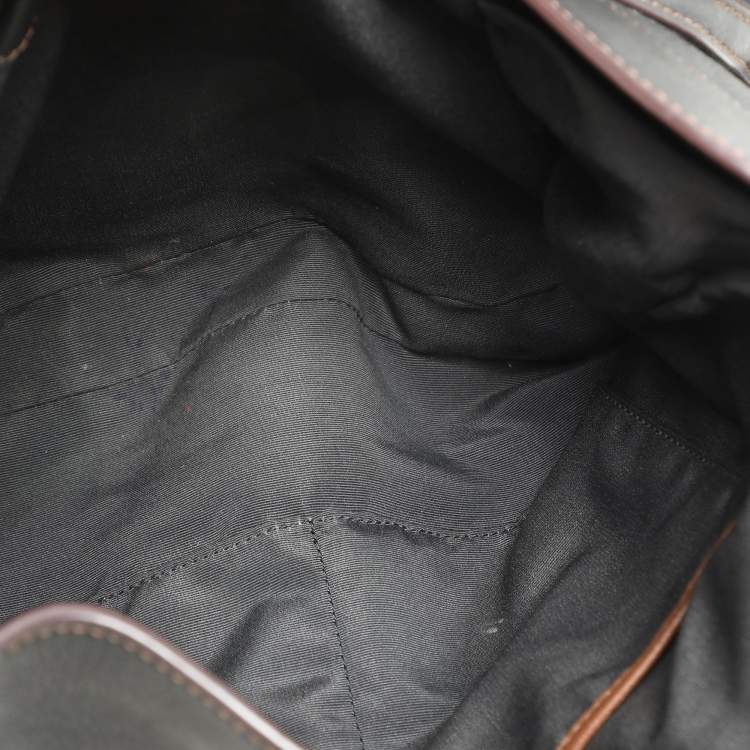 Pre Owned Coach Dark Brown/Grey Jacquard Canvas and Leather Legacy Lexy Shoulder Bag