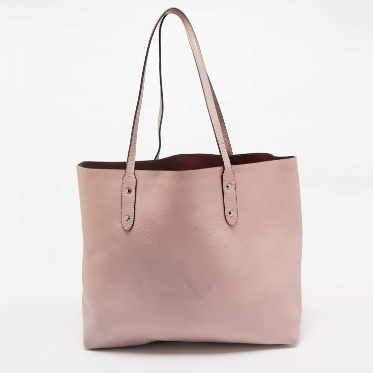 Pre Owned Coach Pink Leather Large Town Tote