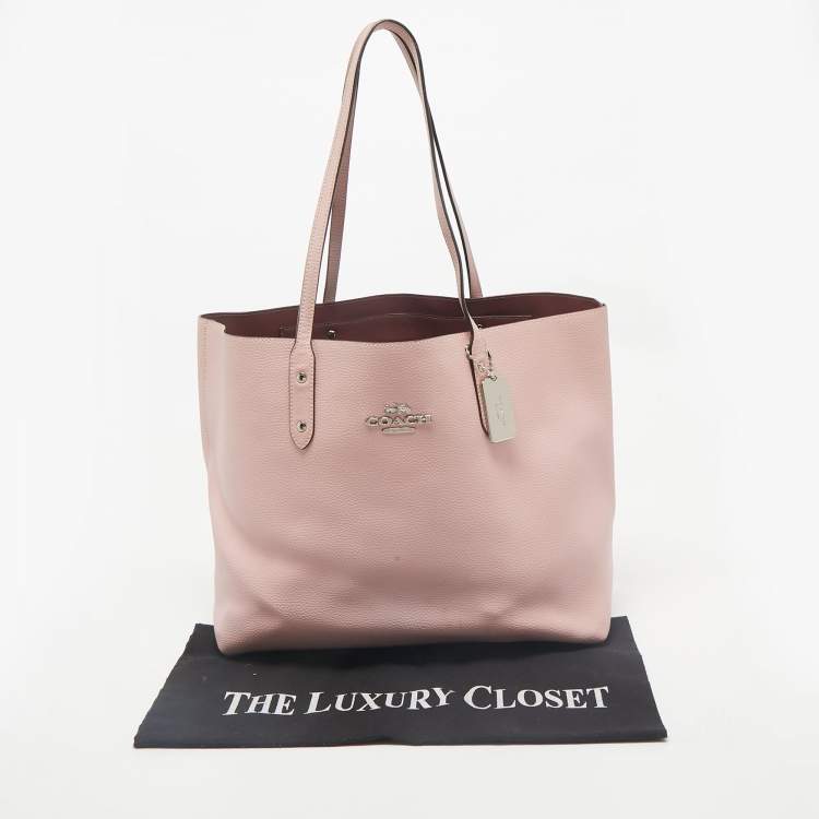 Pre Owned Coach Pink Leather Large Town Tote