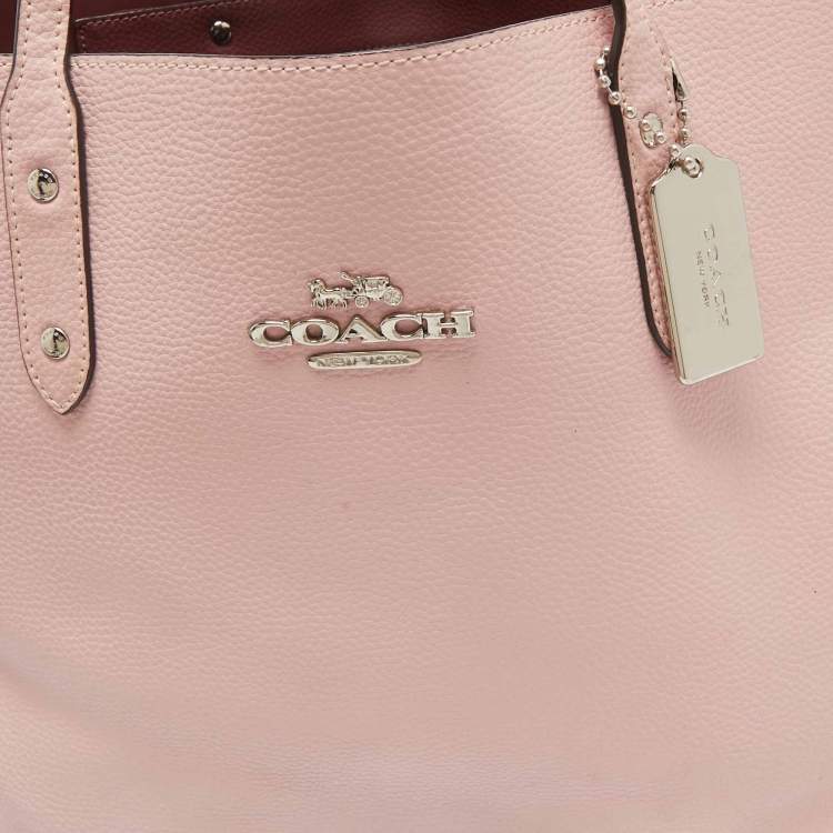 Pre Owned Coach Pink Leather Large Town Tote