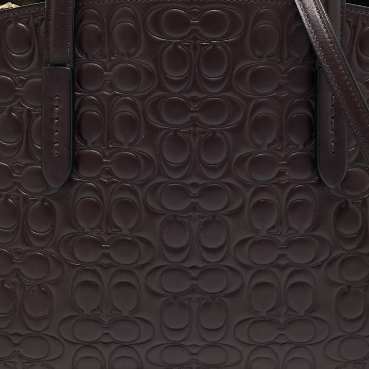 Pre Owned Coach Burgundy Signature Leather Charlie Carryall 28 Bag