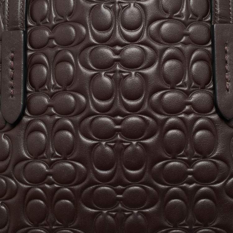 Pre Owned Coach Burgundy Signature Leather Charlie Carryall 28 Bag