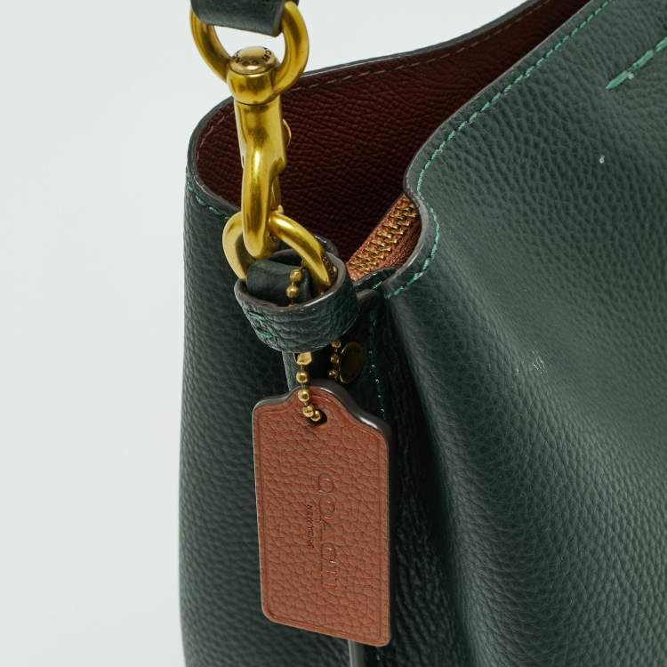 Pre Owned Coach Dark Green Leather Willow Bucket Bag