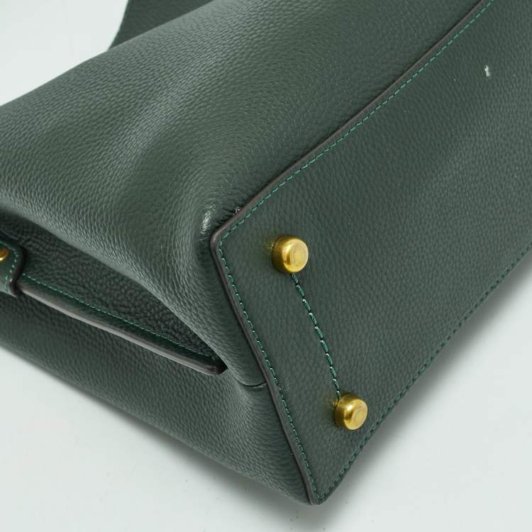 Pre Owned Coach Dark Green Leather Willow Bucket Bag
