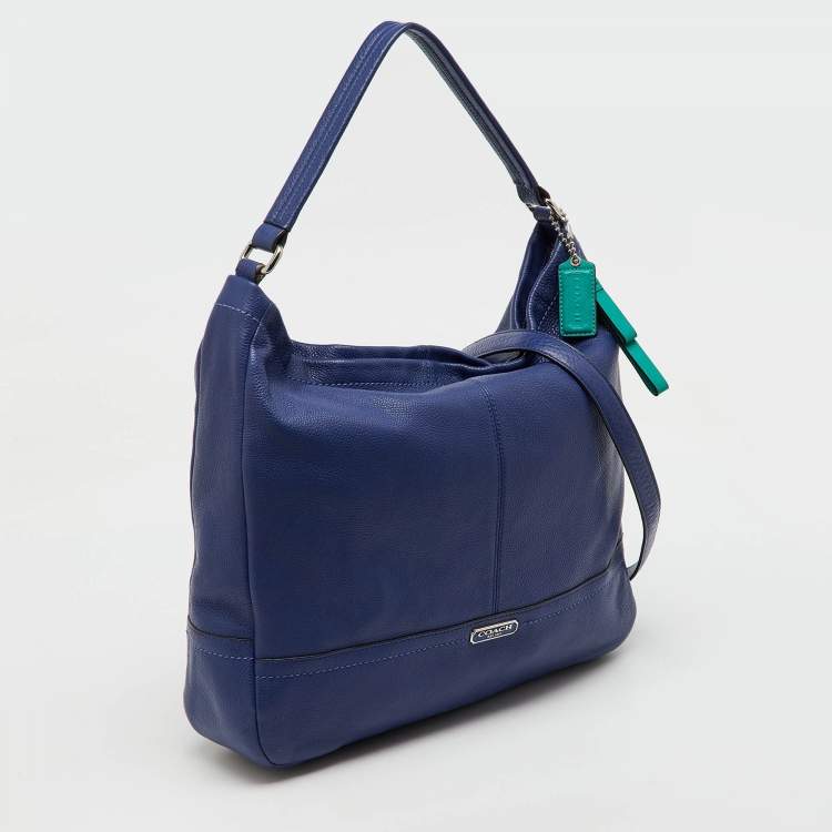 Pre Owned Coach Blue Pebble Leather Park Hobo