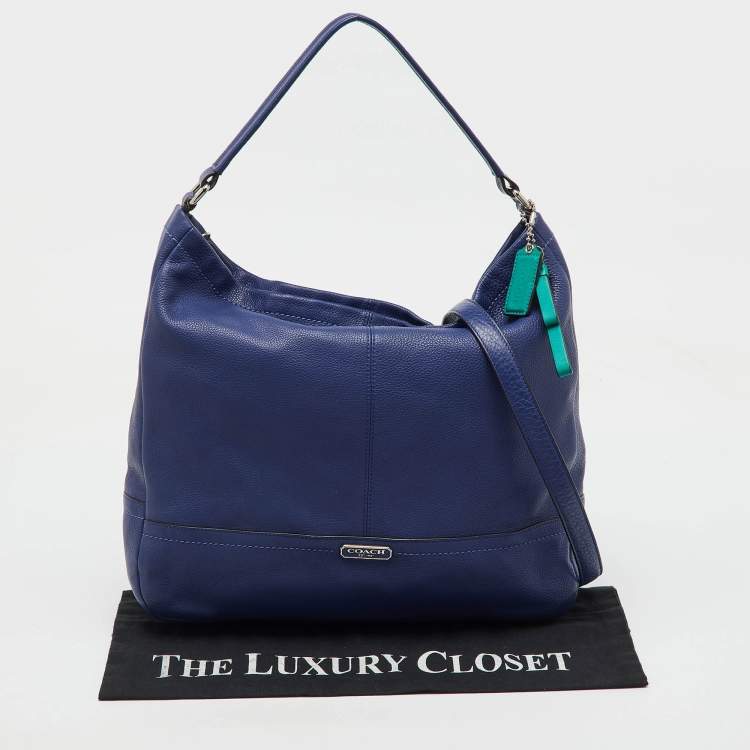 Pre Owned Coach Blue Pebble Leather Park Hobo