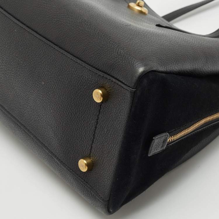 Pre Owned Coach Black Leather and Suede Lora Carryall Satchel