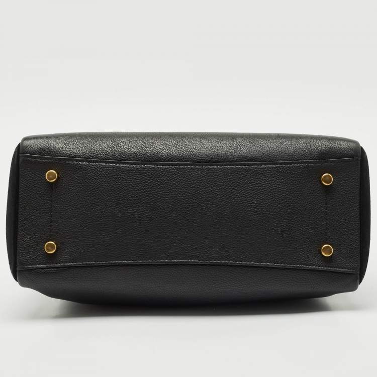 Pre Owned Coach Black Leather and Suede Lora Carryall Satchel
