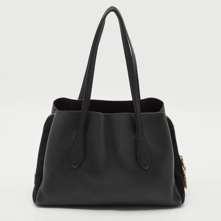 Pre Owned Coach Black Leather and Suede Lora Carryall Satchel