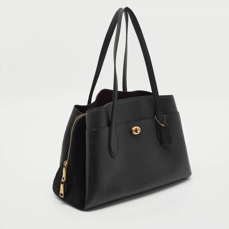 Pre Owned Coach Black Leather and Suede Lora Carryall Satchel