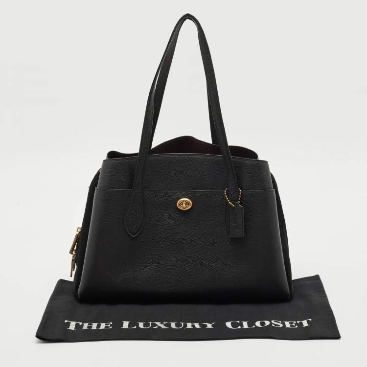 Pre Owned Coach Black Leather and Suede Lora Carryall Satchel