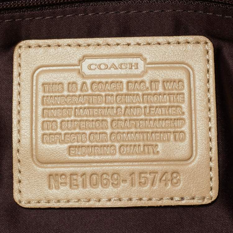 Pre Owned Coach Beige Mix Leather Mia Inlaid C Tote