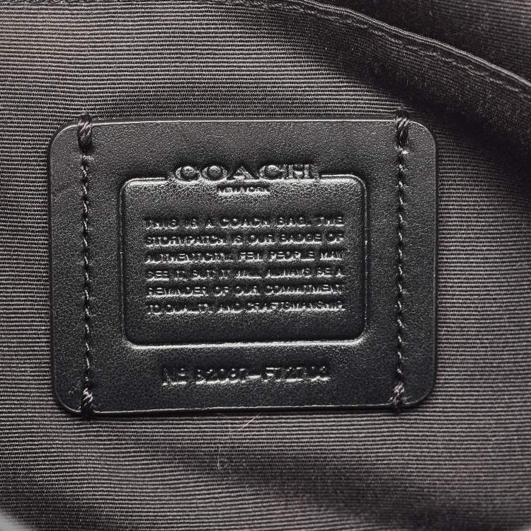 Pre Owned Coach Black Leather Logo Embossed Jes Flap Messenger Bag