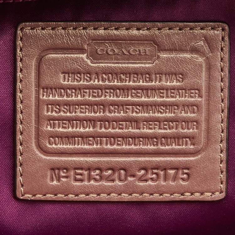Pre Owned Coach Metallic Beige Leather E/W Madison Madeline Satchel