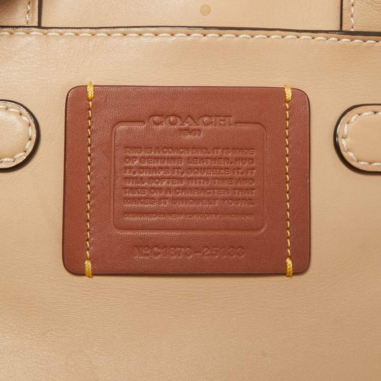 Pre Owned Coach Tan Leather and Suede Double Swagger Tote