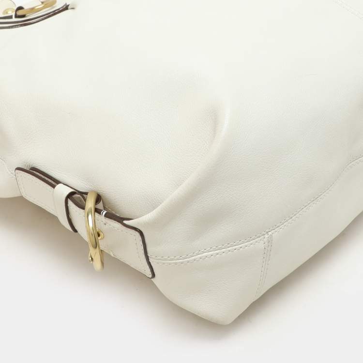 Pre Owned Coach White Leather Julianne Tote