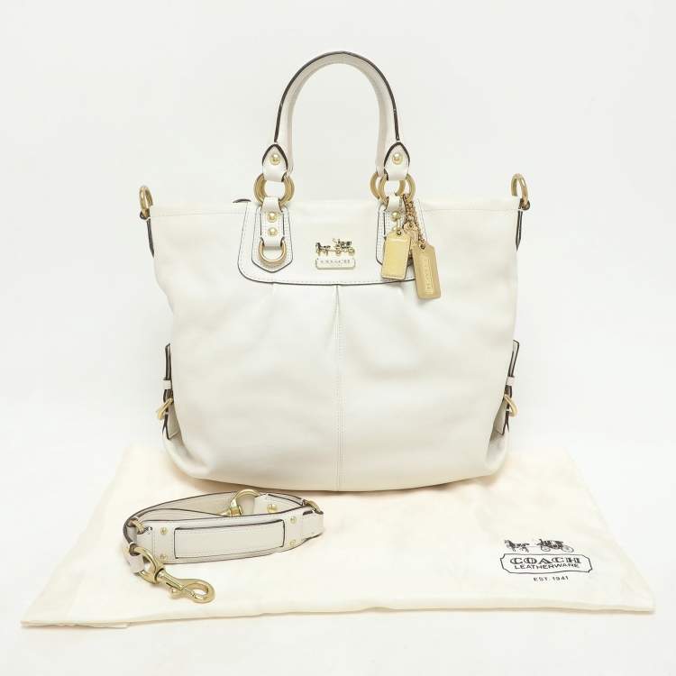 Pre Owned Coach White Leather Julianne Tote