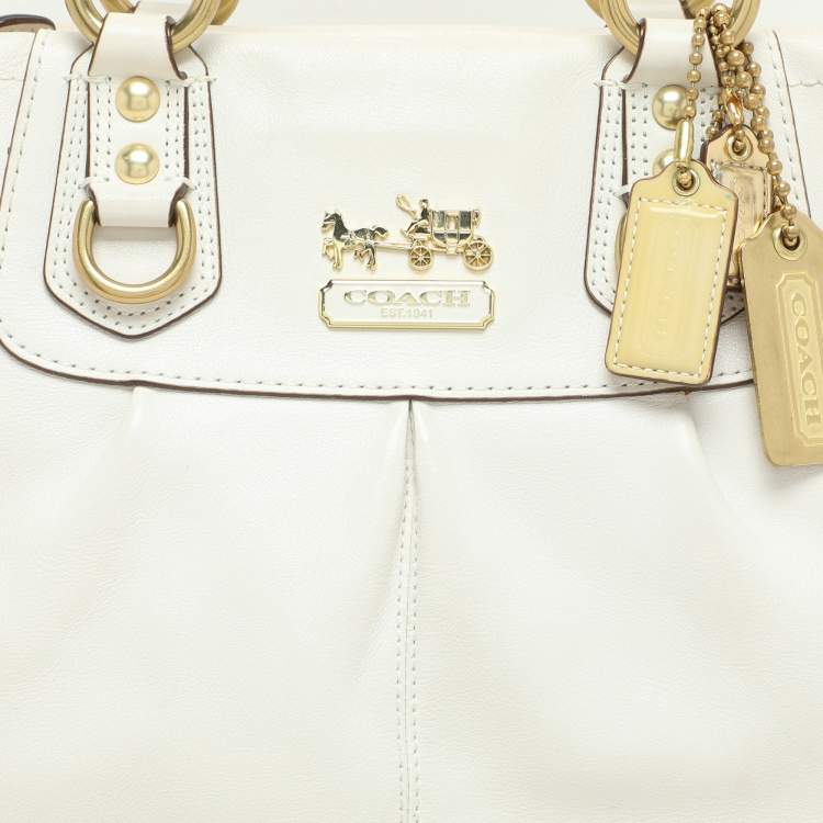 Pre Owned Coach White Leather Julianne Tote