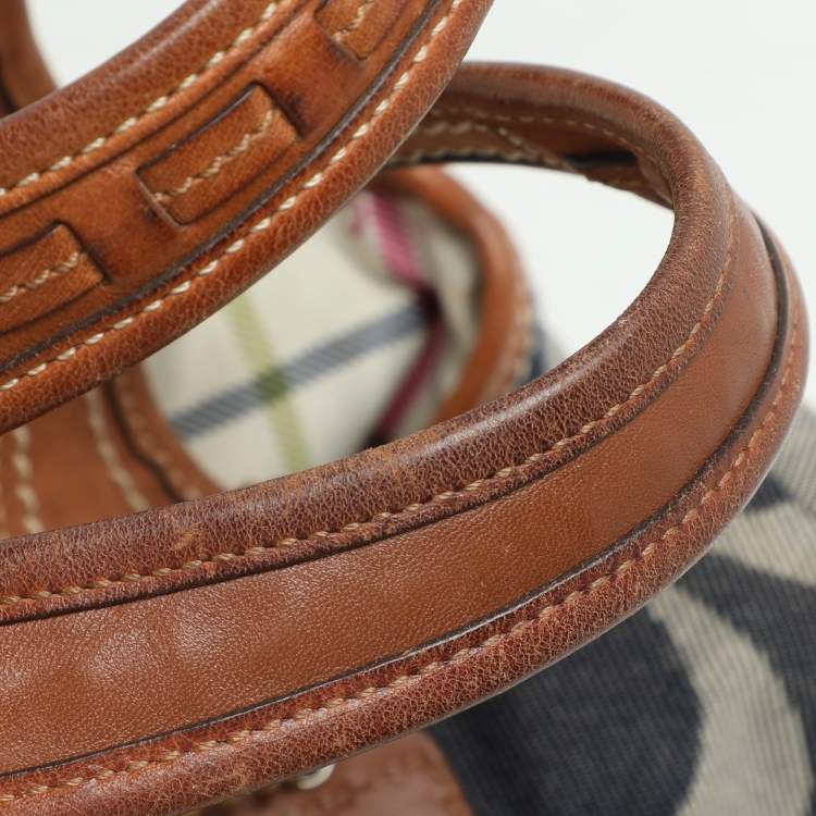 Pre Owned Coach Black/Brown Denim and Leather Frame Shoulder Bag
