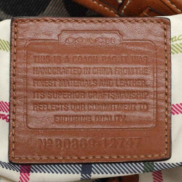 Pre Owned Coach Black/Brown Denim and Leather Frame Shoulder Bag
