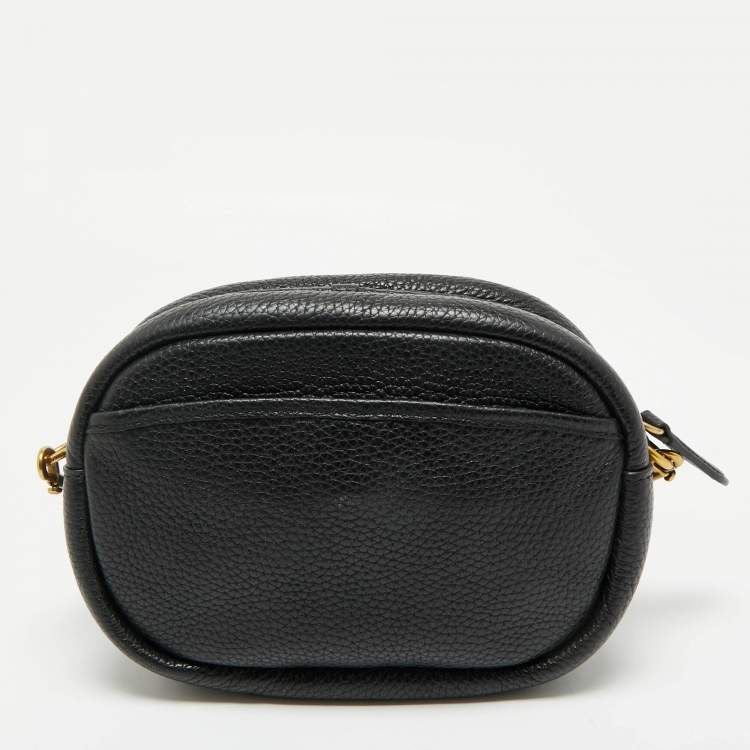 Pre Owned Coach Black Pebble Leather Camera Crossbody Bag