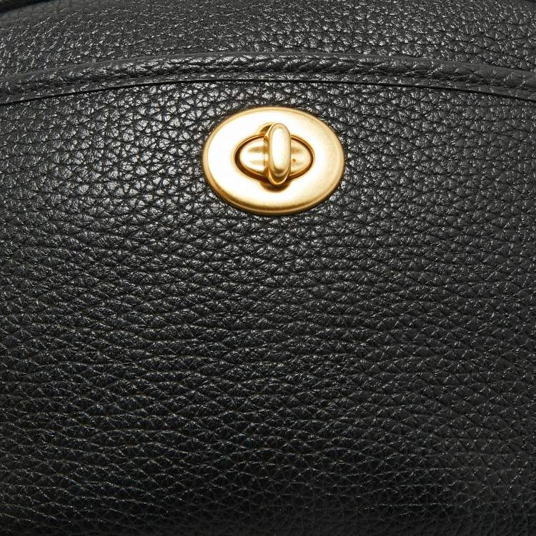 Pre Owned Coach Black Pebble Leather Camera Crossbody Bag