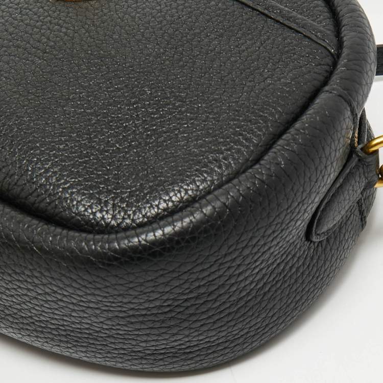 Pre Owned Coach Black Pebble Leather Camera Crossbody Bag