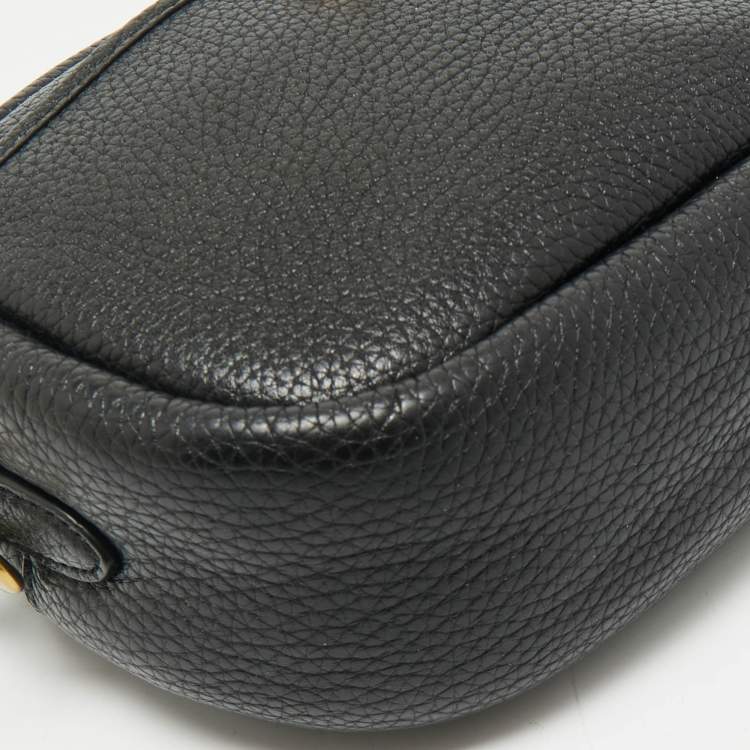 Pre Owned Coach Black Pebble Leather Camera Crossbody Bag