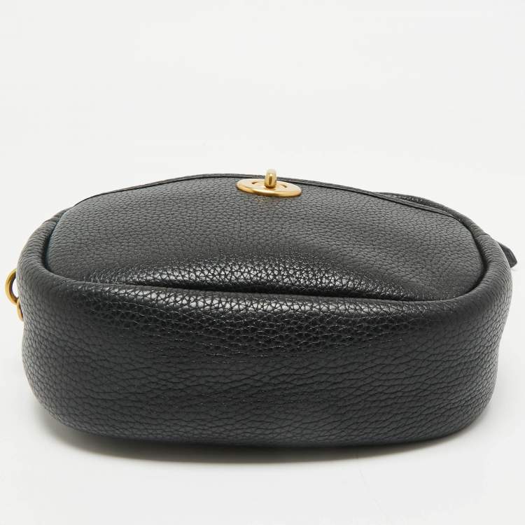 Pre Owned Coach Black Pebble Leather Camera Crossbody Bag