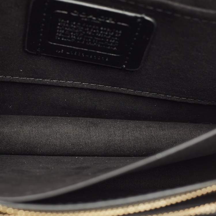 Pre Owned Coach Black/Brown Signature Coated Canvas and Leather Klare Crossbody Bag