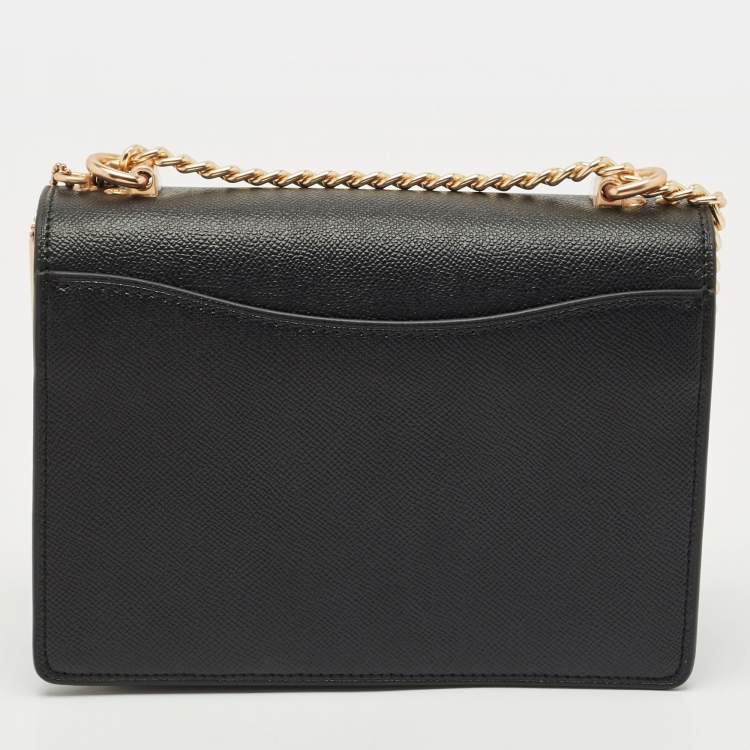 Pre Owned Coach Black/Brown Signature Coated Canvas and Leather Klare Crossbody Bag