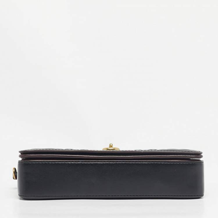 Pre Owned Coach Black Signature Embossed Leather Dinky Crossbody Bag