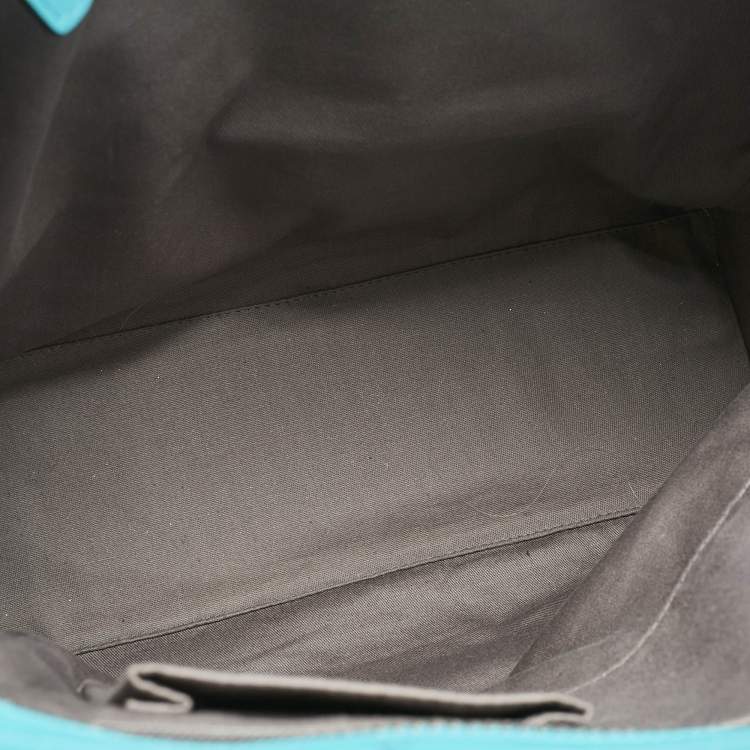 Pre Owned Coach Turquoise Blue Leather North South Legacy Candace Tote