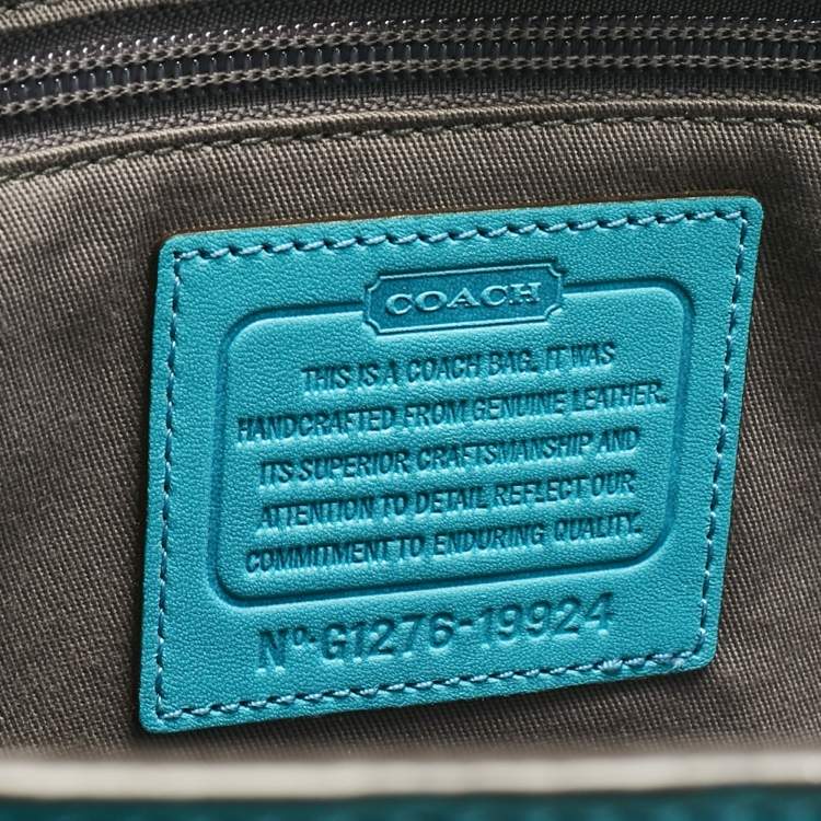 Pre Owned Coach Turquoise Blue Leather North South Legacy Candace Tote