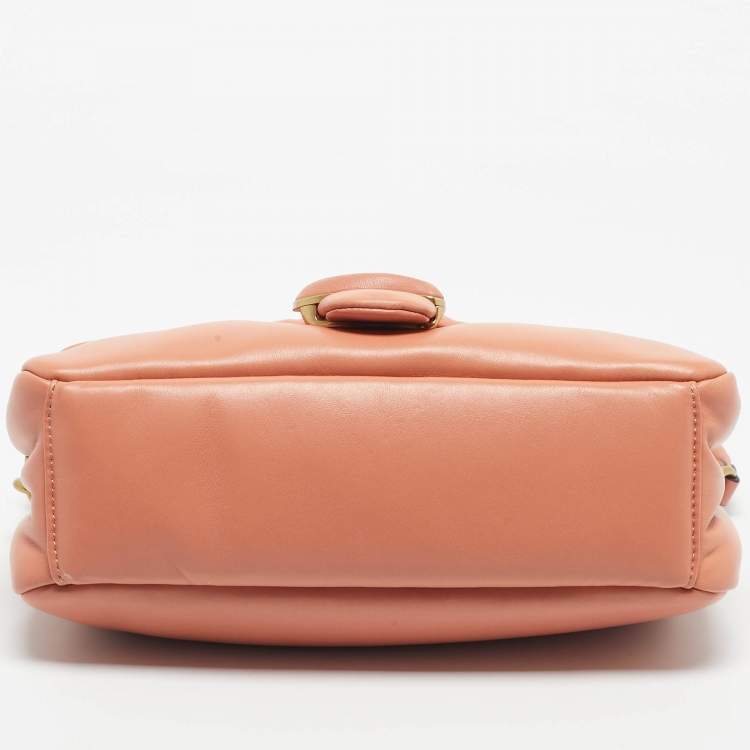 Pre Owned Coach Brown Pink Leather Pillow Tabby Shoulder Bag 26 