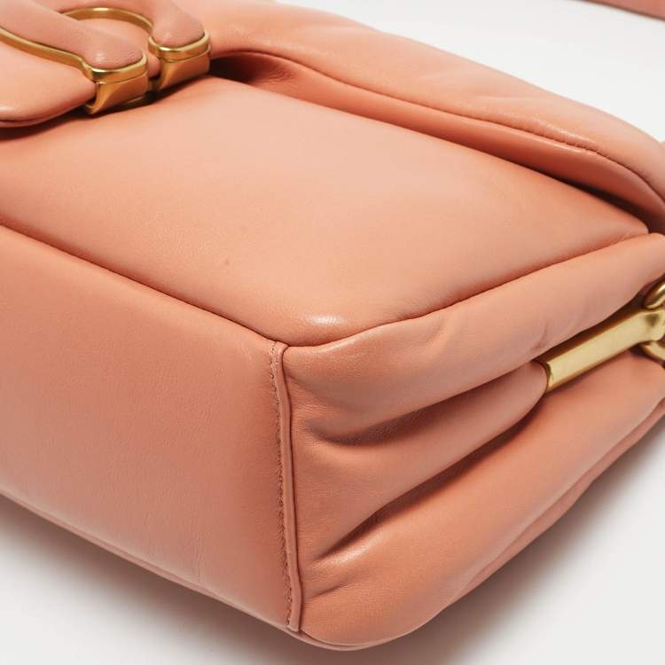 Pre Owned Coach Brown Pink Leather Pillow Tabby Shoulder Bag 26 