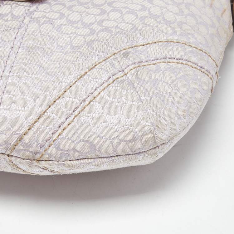Pre Owned Coach Lavender Logo Jacquard Canvas Soho Swing Crossbody Bag