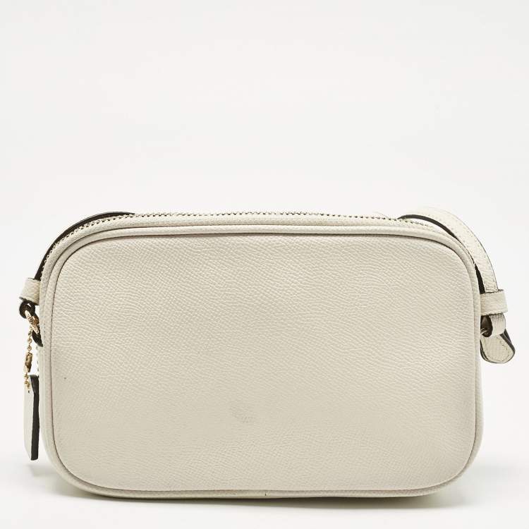 Pre Owned Coach White Leather Bird Patched Jamie Camera Crossbody Bag