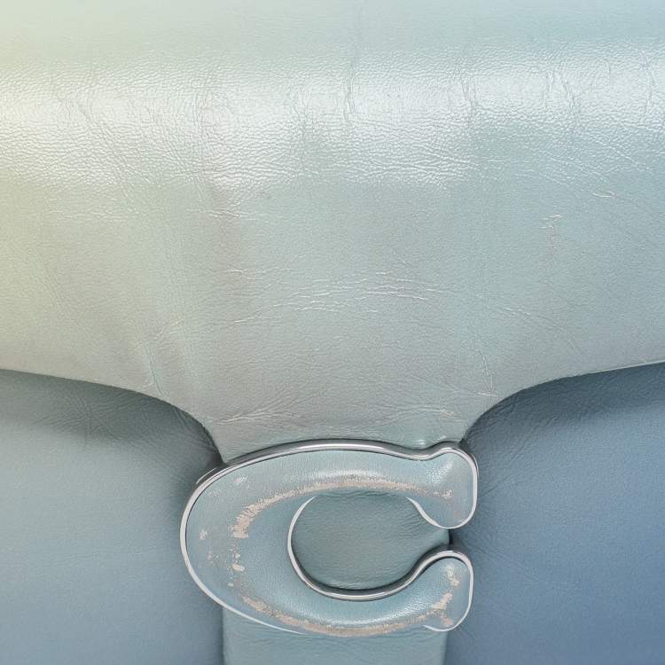 Pre Owned Coach Aqua Ombre Leather Tabby Pillow 26 Shoulder Bag